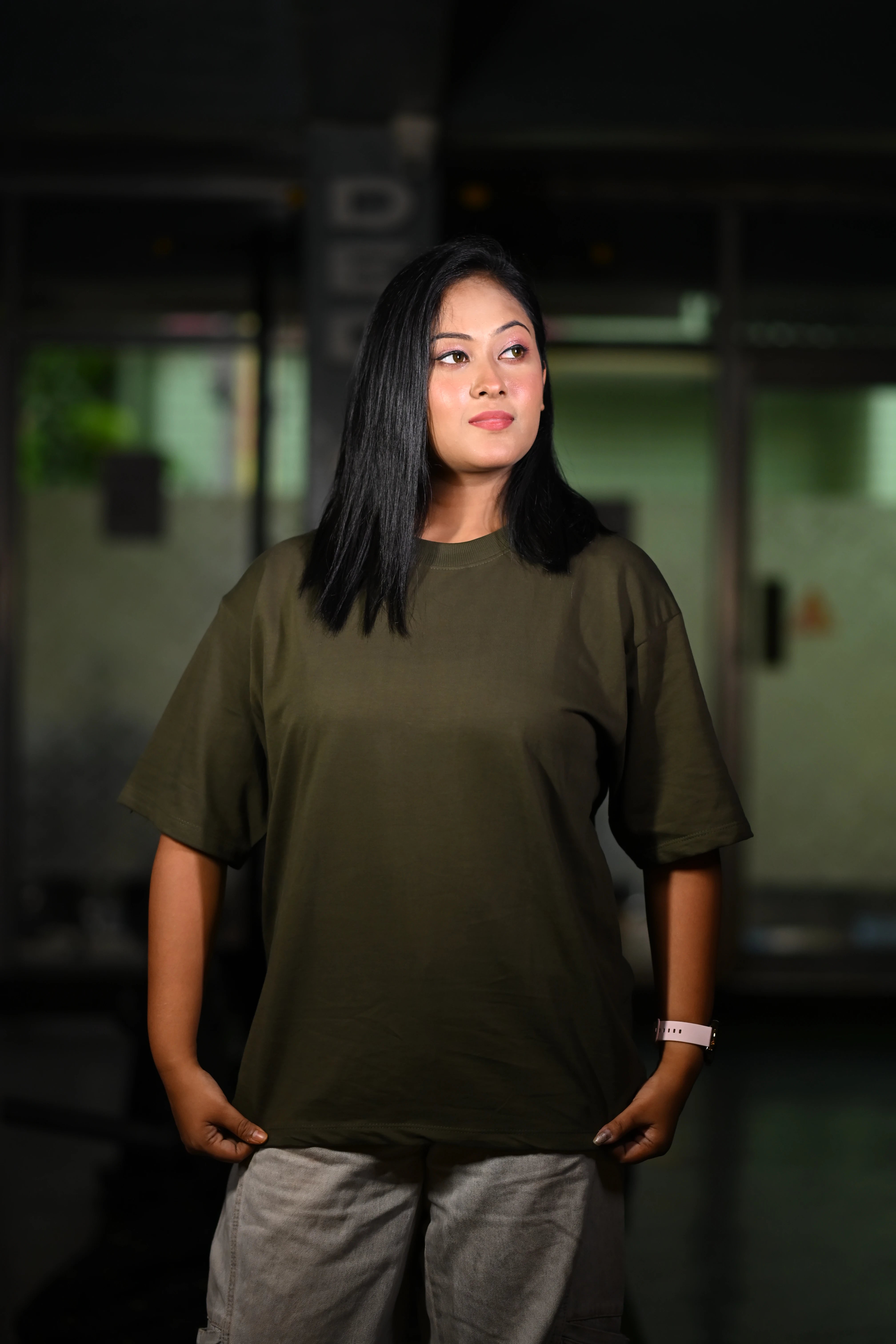 Bad Choices Make Good Stories Oversized Graphic T-Shirt Olive Green
