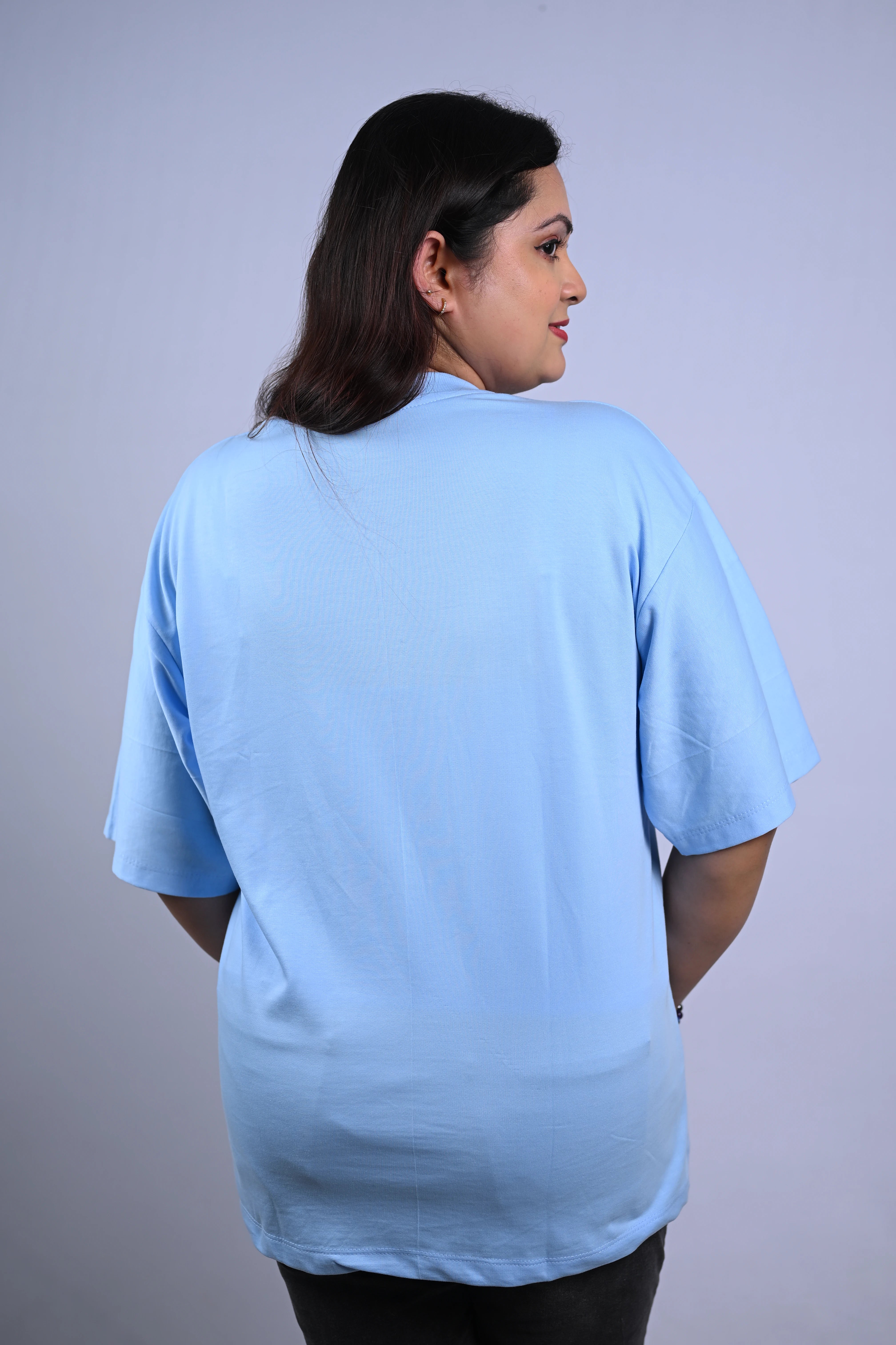 Don’t Touch My Phone Graphic Oversized T-Shirt Sky Blue