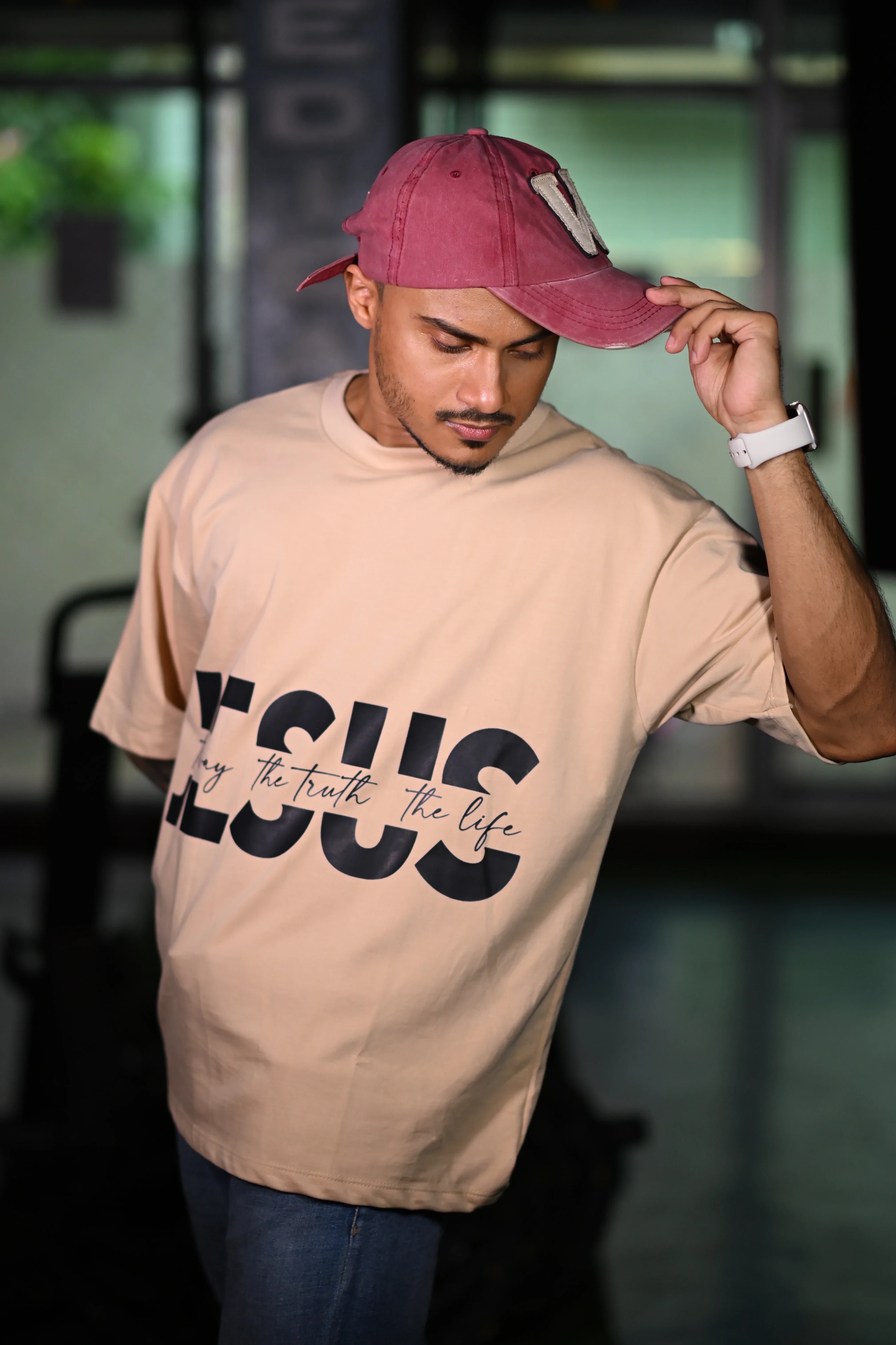 Jesus – The Way, The Truth, The Life Oversized T-Shirt Beige
