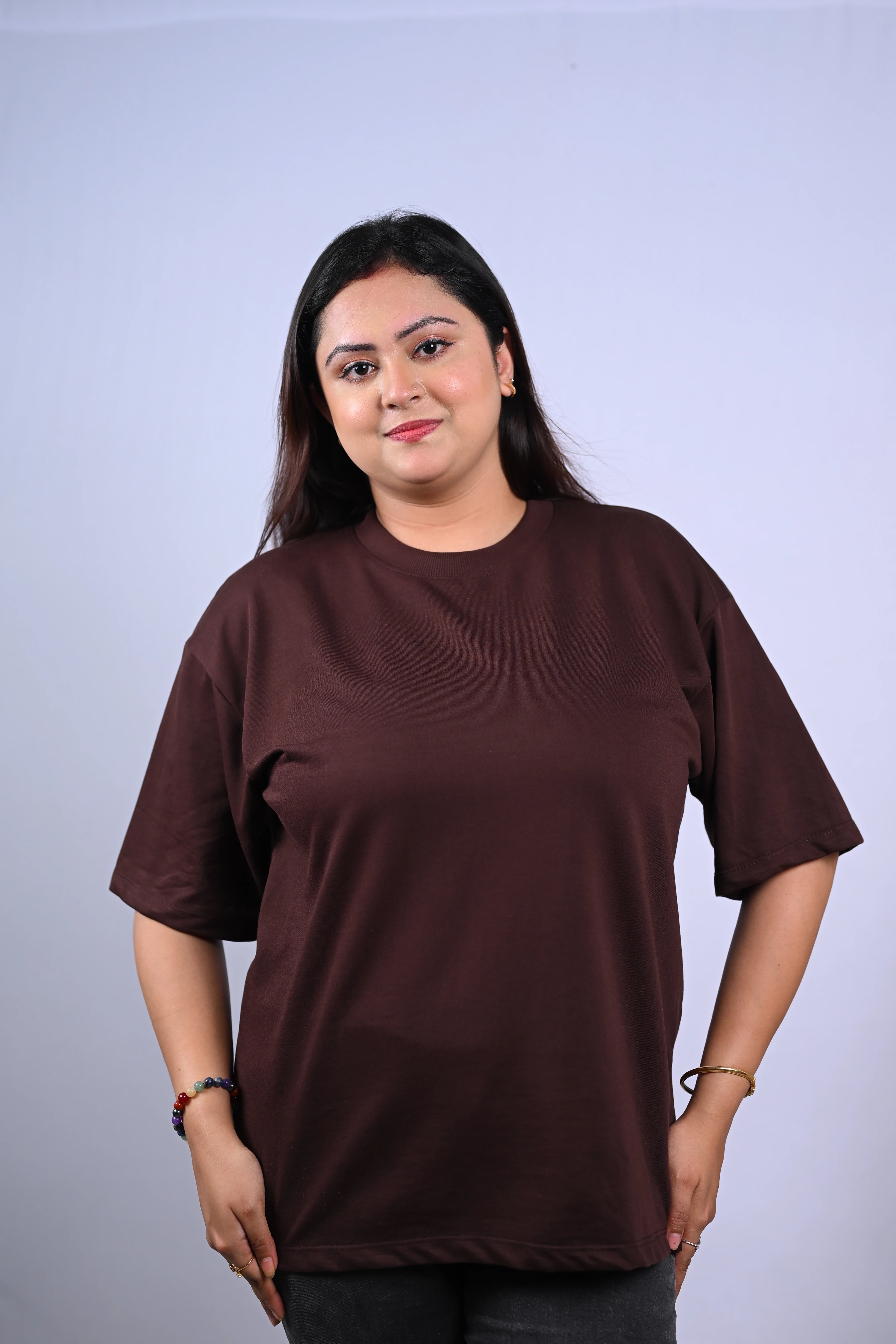 Girls Graphic Oversized T-Shirt Chocolate Brown