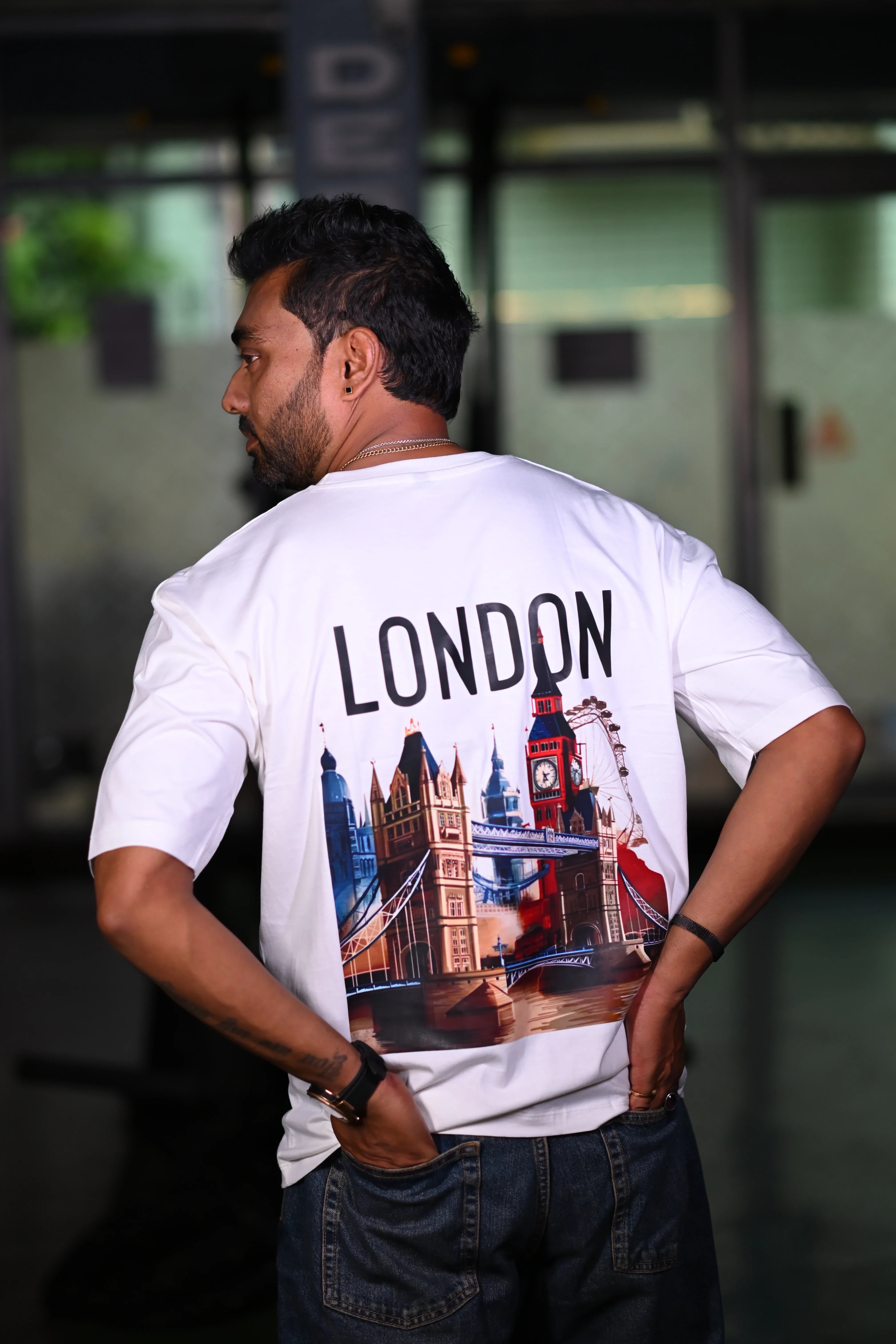 London Cityscape Graphic Oversized T-Shirt White