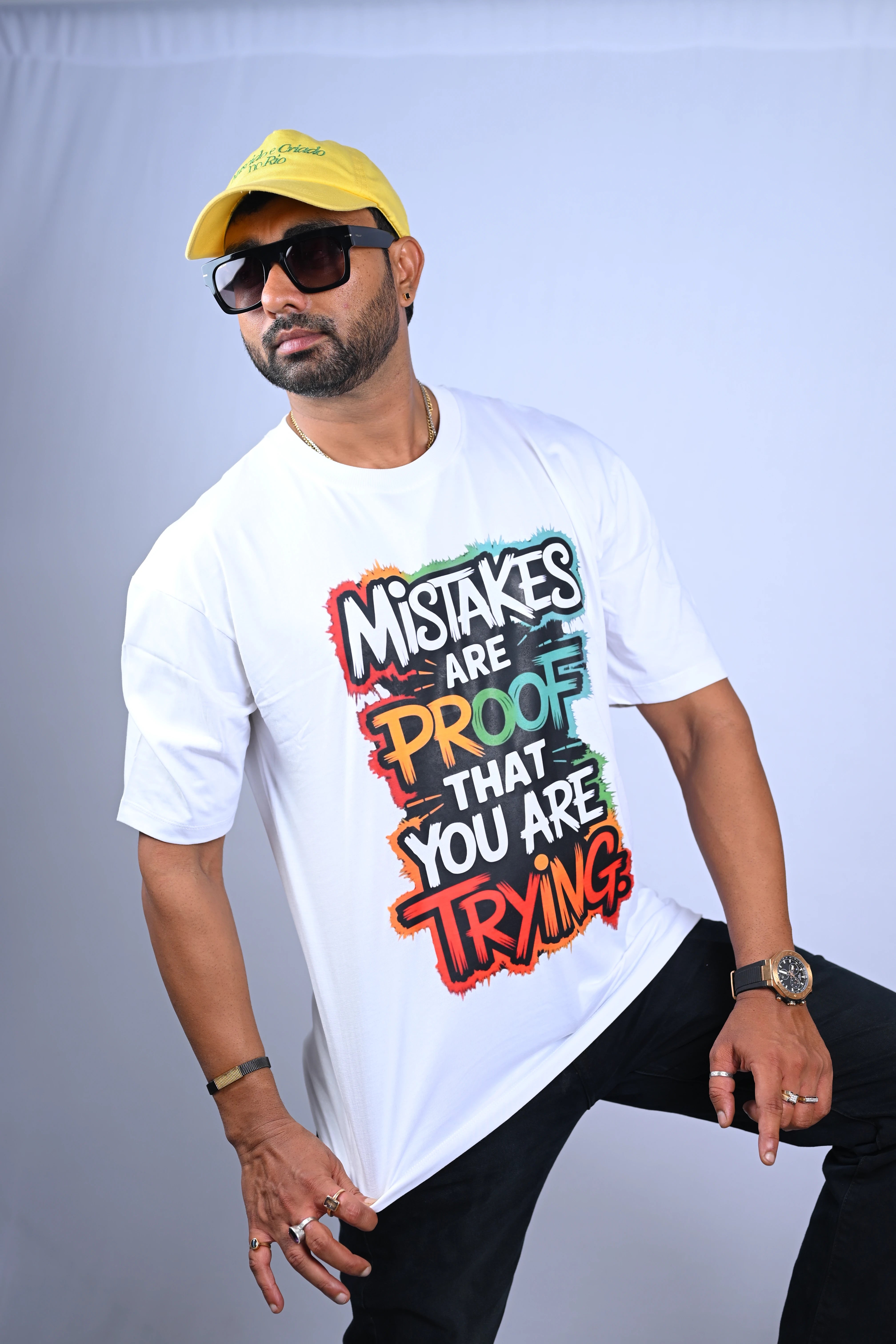 Mistakes Are Proof You Are Trying Graphic Oversized T-Shirt White