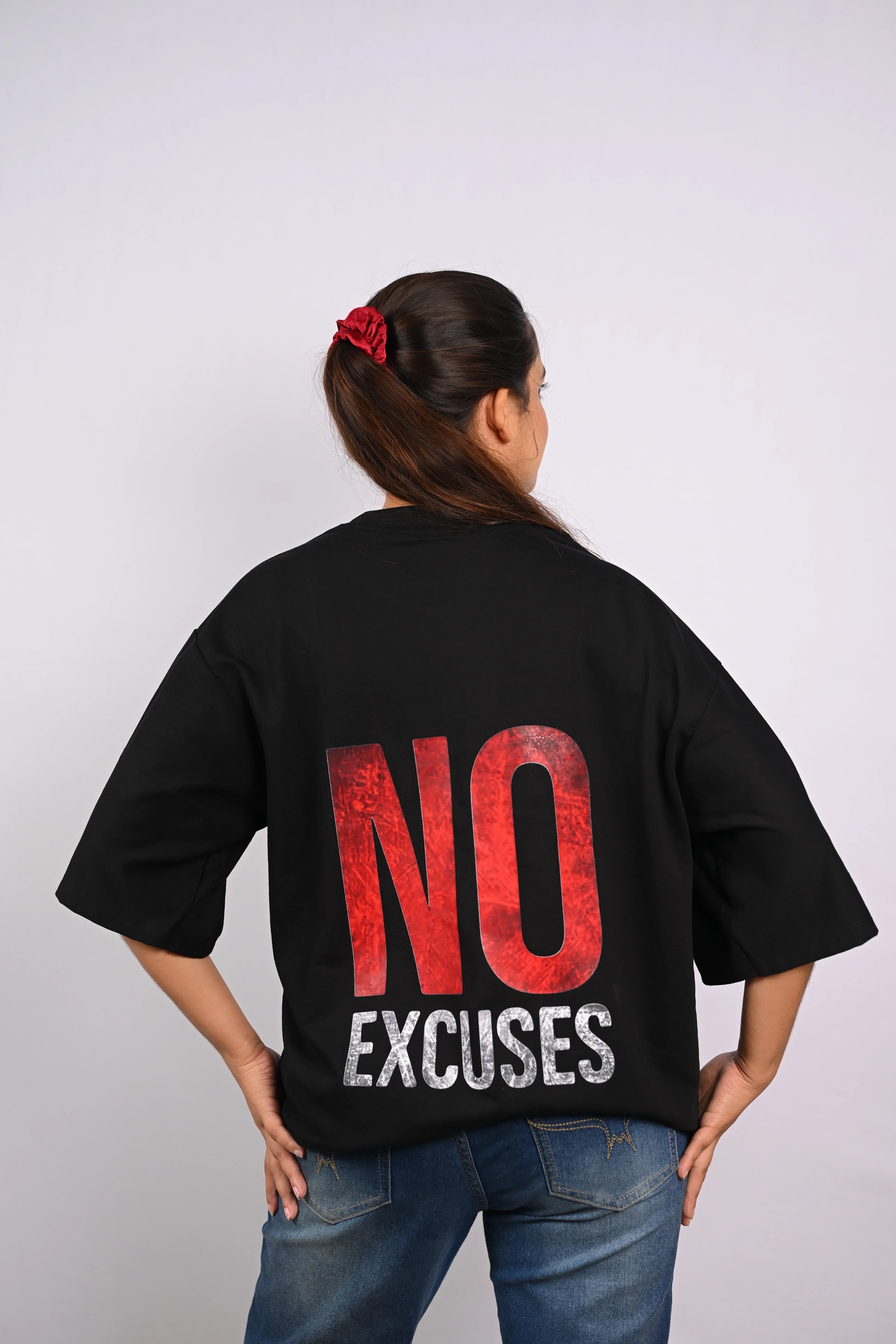 No Excuses Graphic Oversized T-Shirt Black