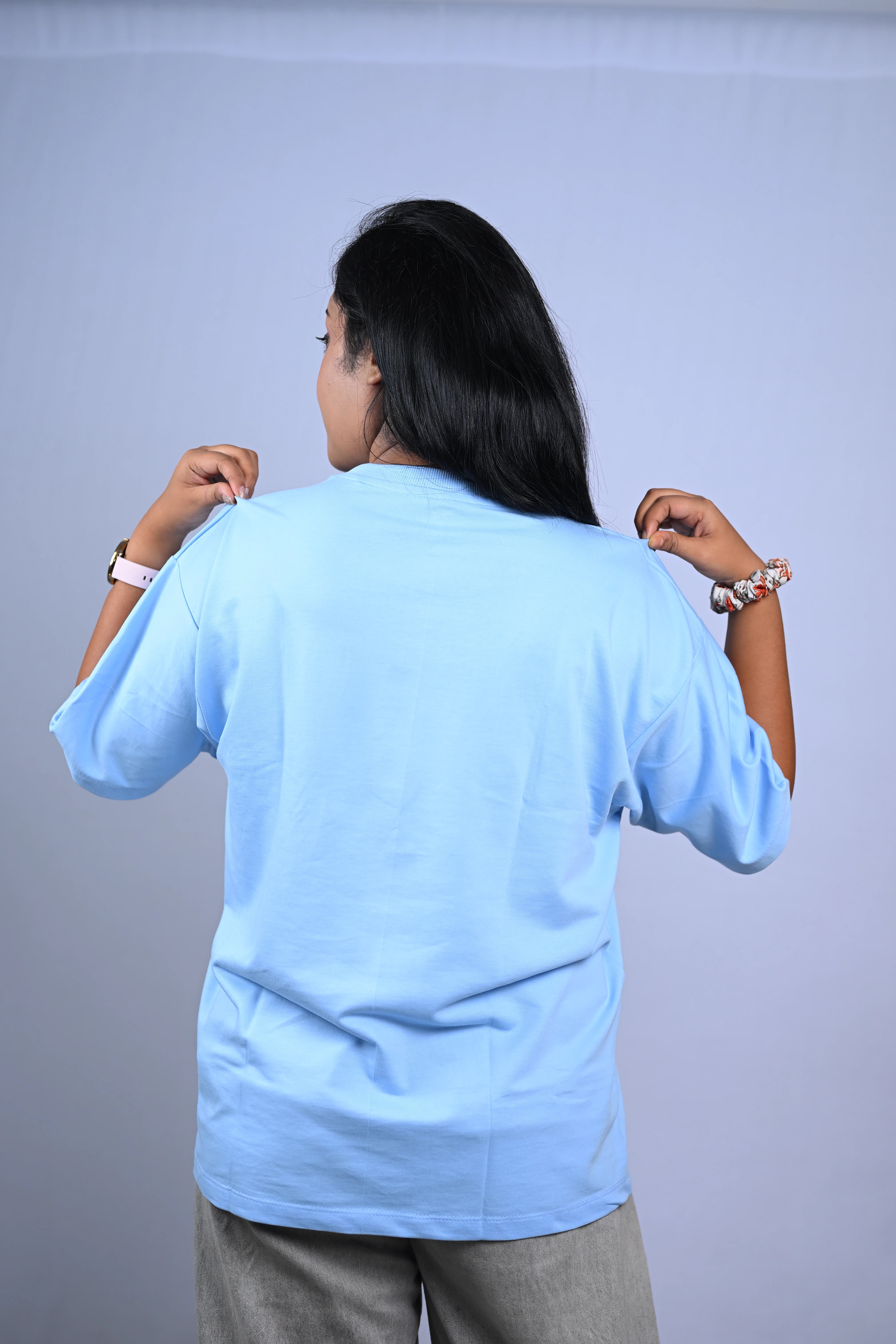 Titanic Selfie Graphic Oversized T-Shirt Sky Blue