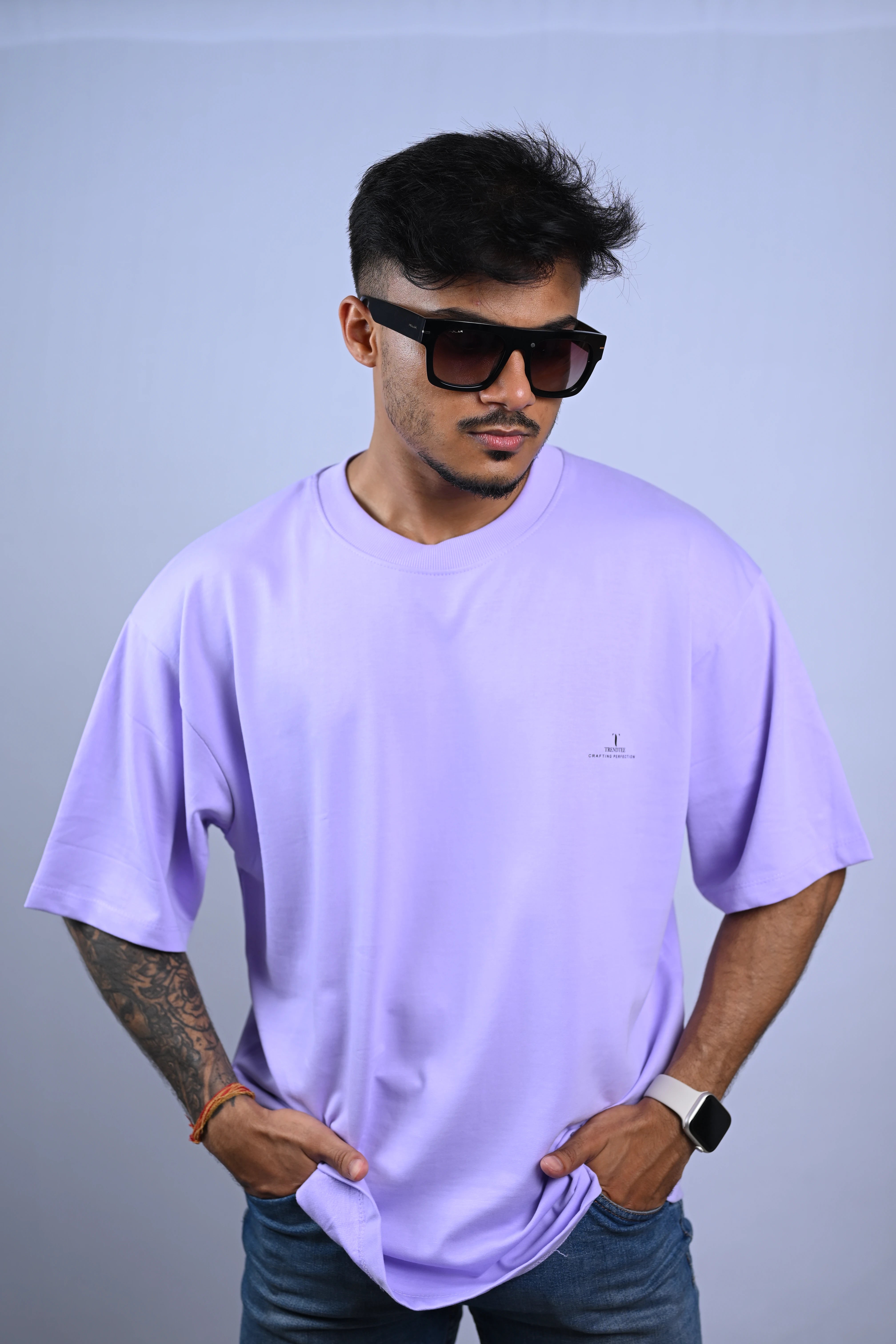 Urban Concept Graphic Oversized T-Shirt Lavender