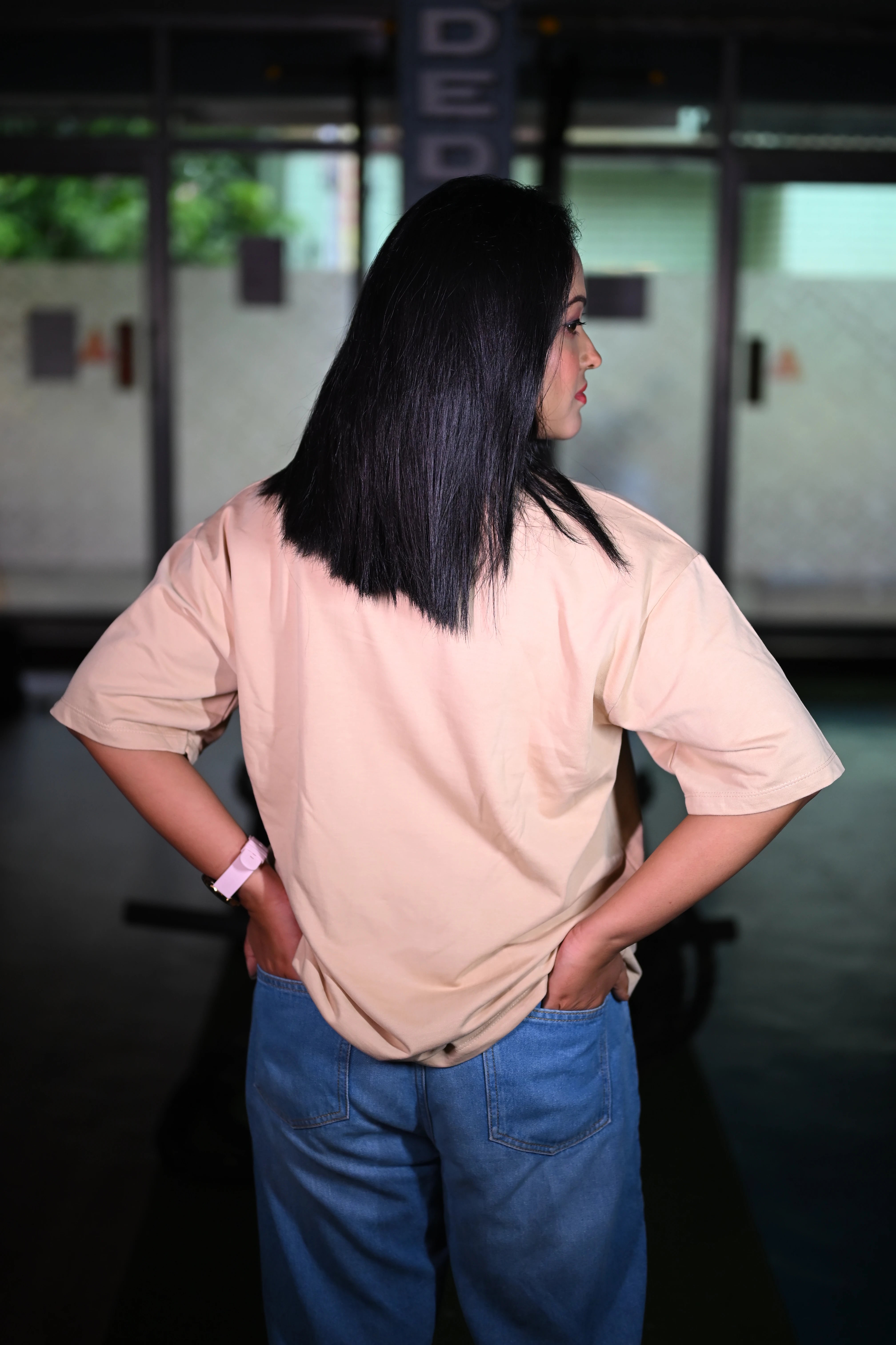 We Break Rules But Not Hearts Graphic Oversized T-Shirt Beige